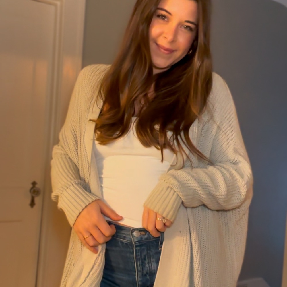 Cream Cardigan Sweater with Cozy Knit Design